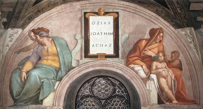 Michelangelo Buonarroti Uzziah - Jotham - Ahaz Sweden oil painting art